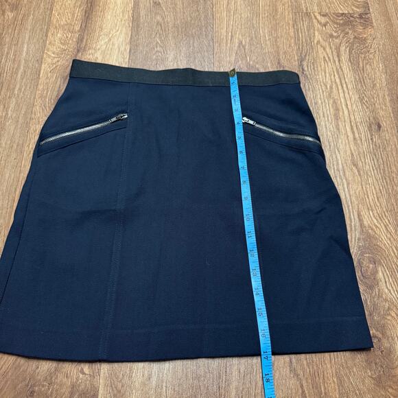 Theory Womens Stretch Wool Zipper Mini Pencil Skirt Black Navy Blue Size 6 - Picture 9 of 9